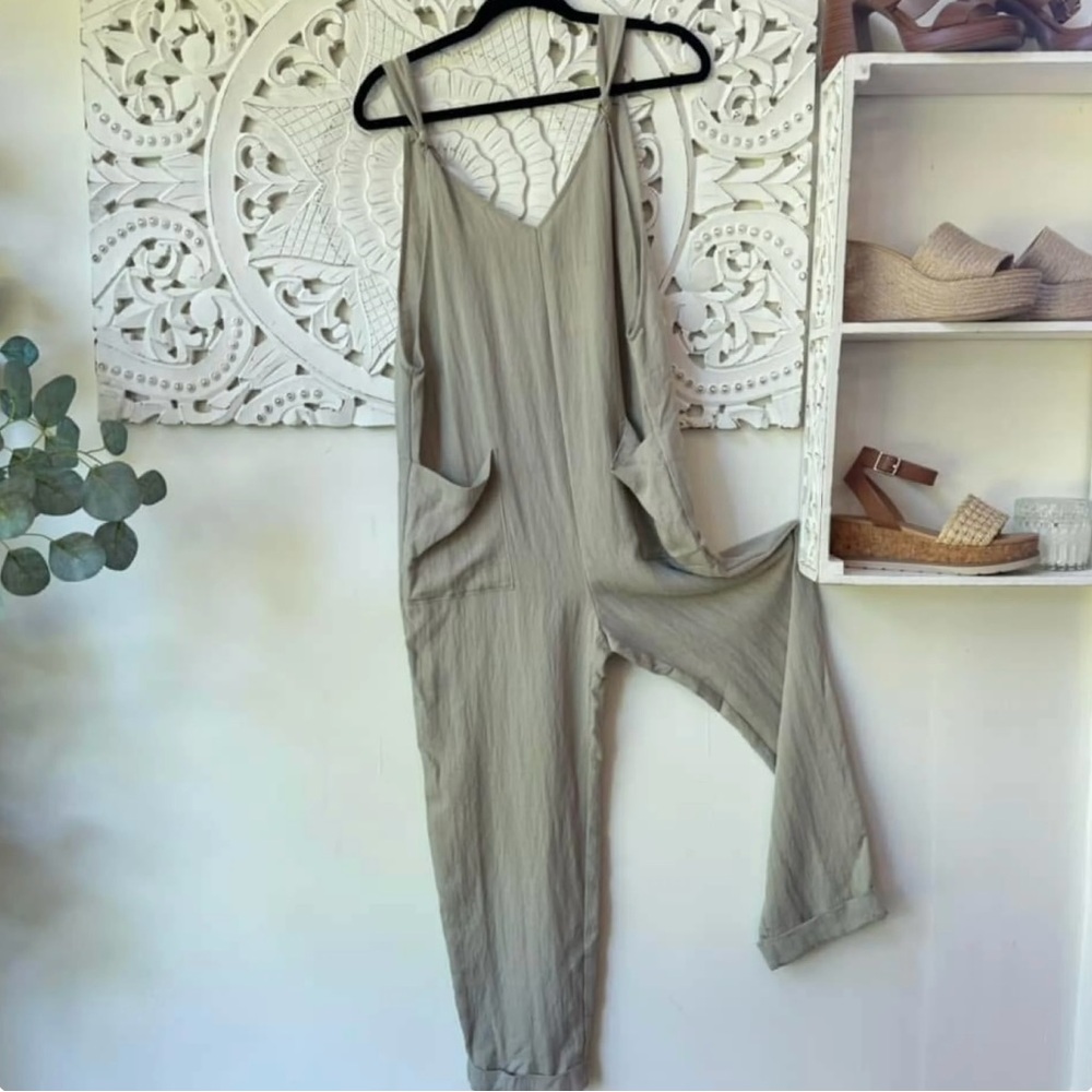 Final Touch Light Tan Sleeveless Jumpsuit